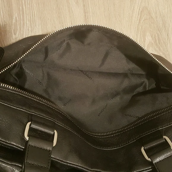 Piquadro Black Leather Duffle Bag Weekender - Picture 6 of 16